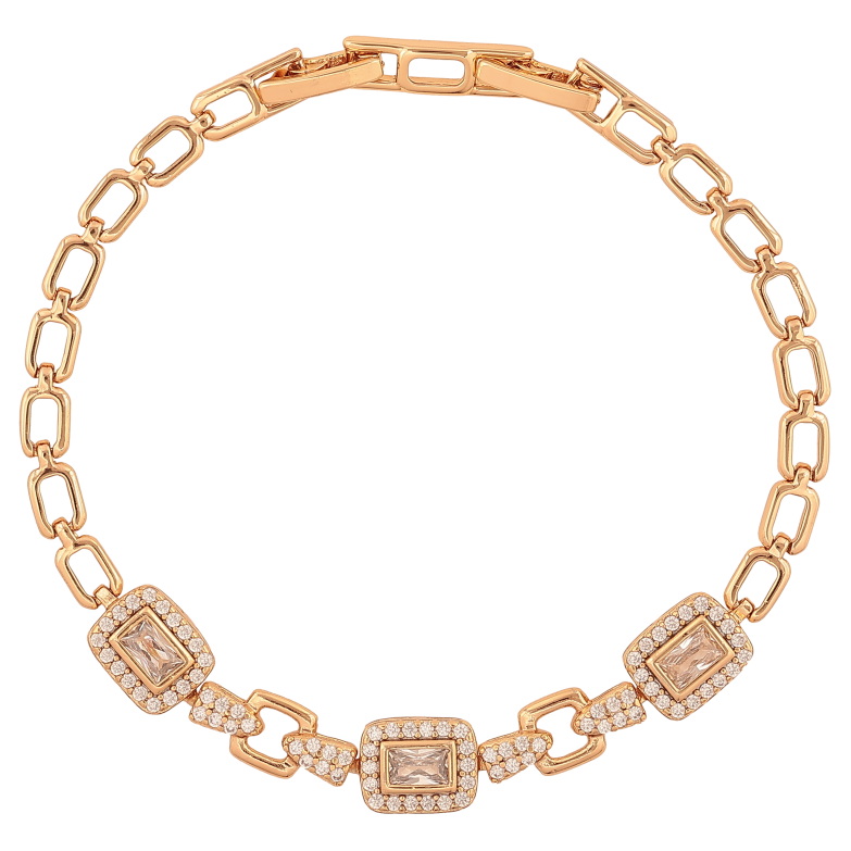 Браслет Xuping цвет Позолота 18K "Узор с кристаллами" длинна с доп. замком 17,19см х 4-8мм фото №1