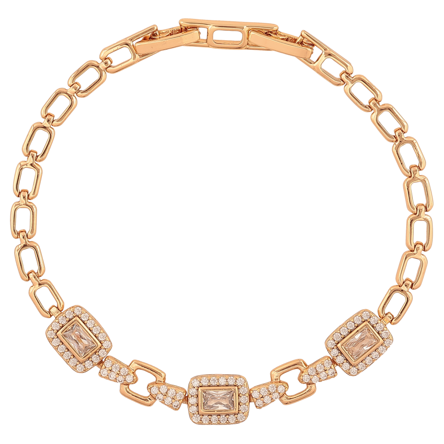 Браслет Xuping цвет Позолота 18K "Узор с кристаллами" длинна с доп. замком 17,19см х 4-8мм фото №1