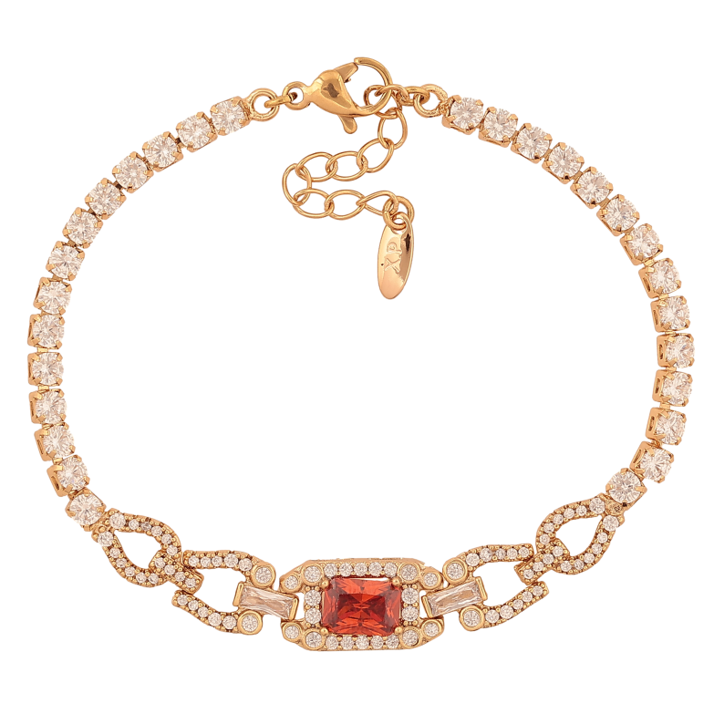 Браслет Xuping цвет Позолота 18K "Узор с кристаллами" длинна с доп. цепочкой 17-20см х 3-8мм фото №1