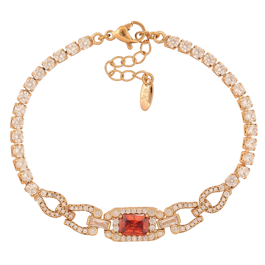 Браслет Xuping цвет Позолота 18K "Узор с кристаллами" длинна с доп. цепочкой 17-20см х 3-8мм фото №1