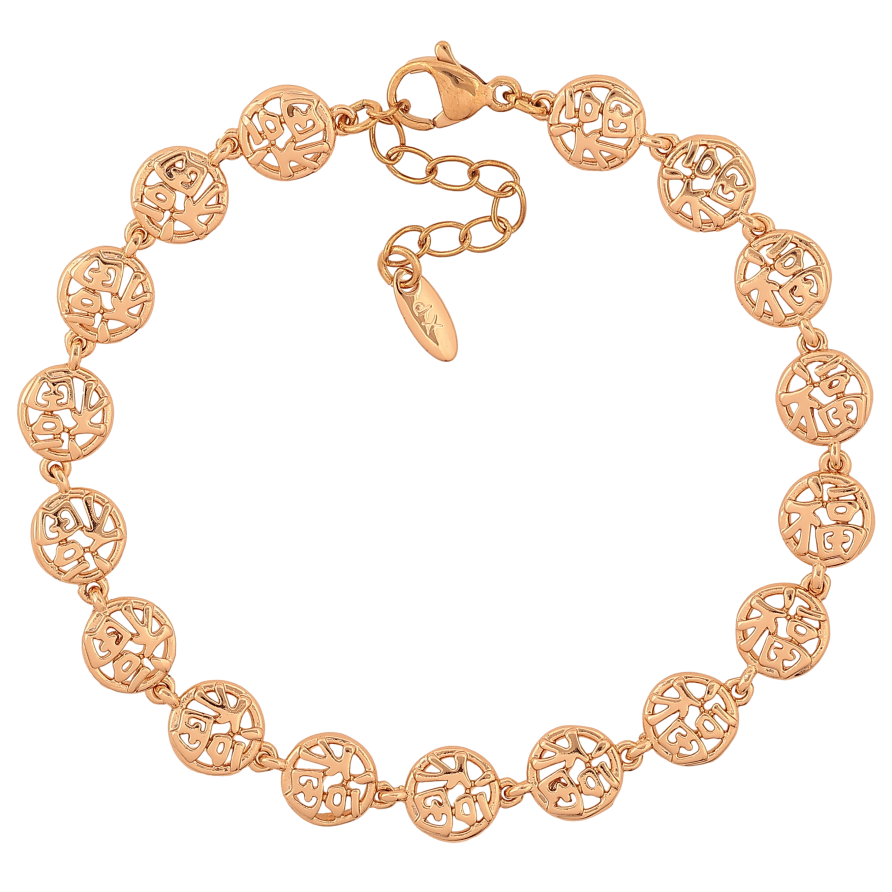 Браслет Xuping цвет Позолота 18K "Узор иероглифы" длинна с доп. цепочкой 17.5-20.5см х 7мм фото №1