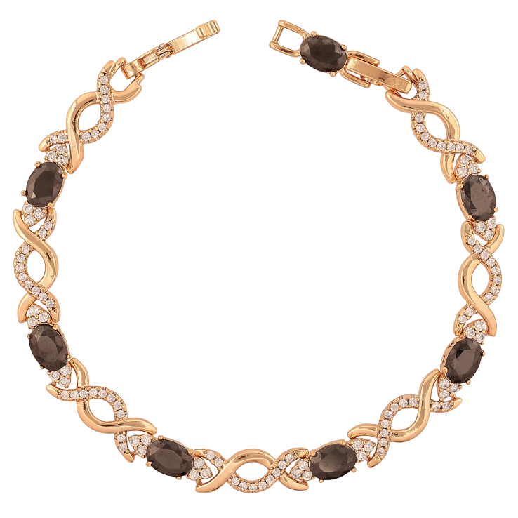 Браслет Xuping цвет Позолота 18K "Узор с черными кристаллами" длинна с доп. замком 17.5,19.5см х 5-7мм фото №11