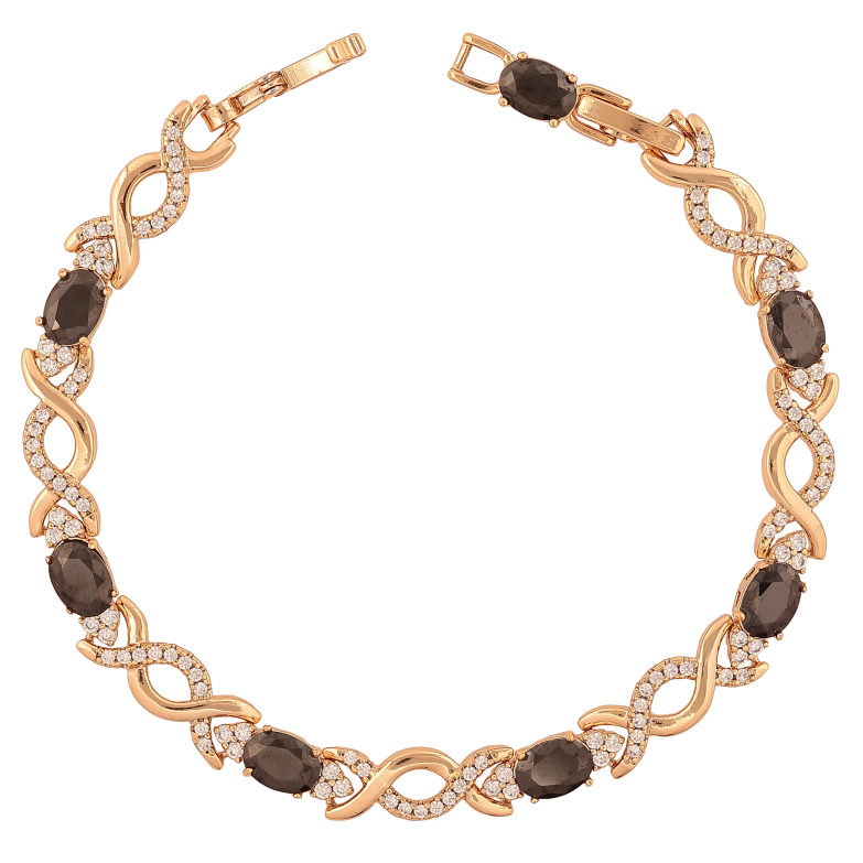 Браслет Xuping цвет Позолота 18K "Узор с черными кристаллами" длинна с доп. замком 17.5,19.5см х 5-7мм фото №1