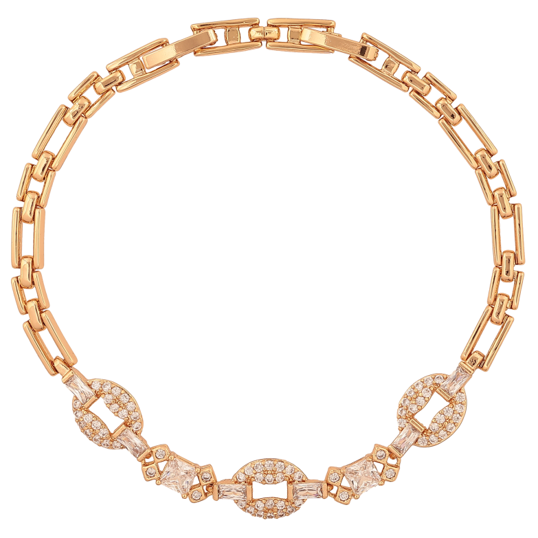 Браслет Xuping цвет Позолота 18K "Узор с кристаллами" длинна с доп. замком 18,20см х 4-8мм фото №1