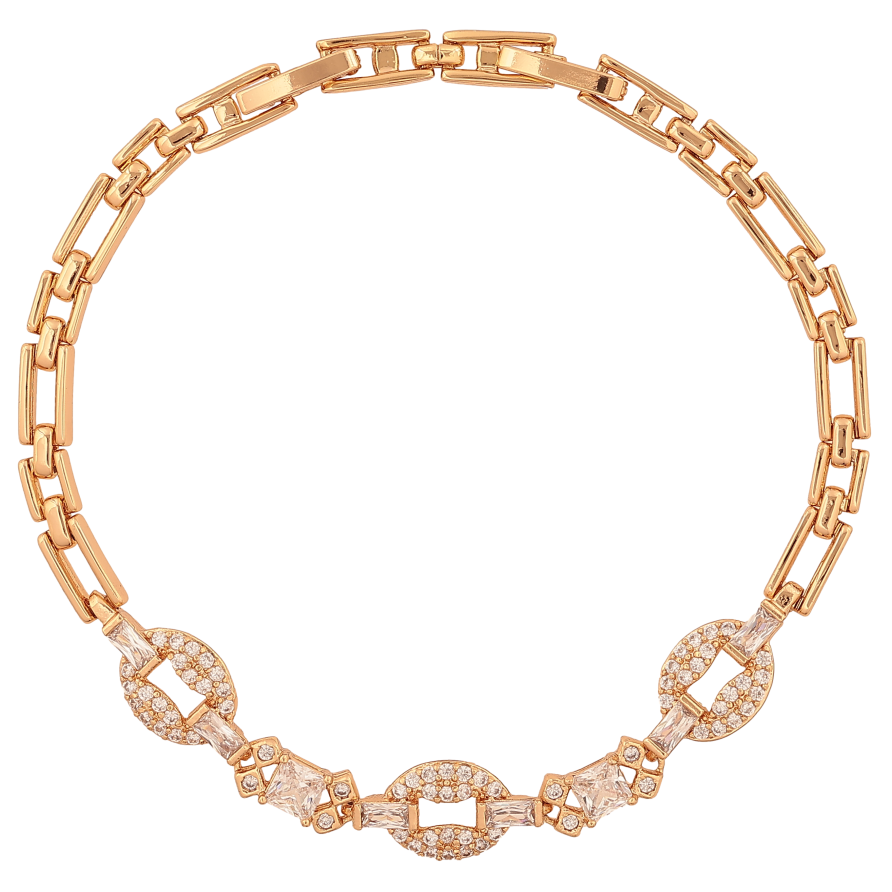 Браслет Xuping цвет Позолота 18K "Узор с кристаллами" длинна с доп. замком 18,20см х 4-8мм фото №1