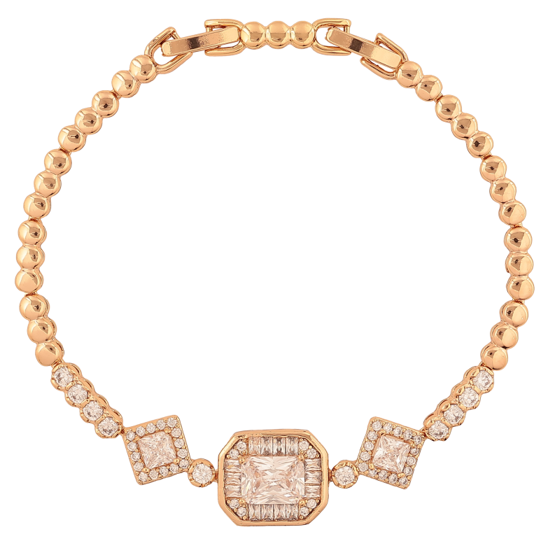 Браслет Xuping колір Позолота 18K "Візерунок з кристалами" довжина з дод. замком 17.5,19.5см х 3-12мм фото №1