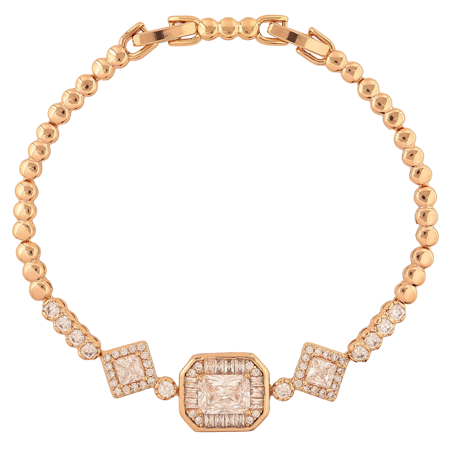 Браслет Xuping цвет Позолота 18K "Узор с кристаллами" длинна с доп. замком 17.5,19.5см х 3-12мм фото №1