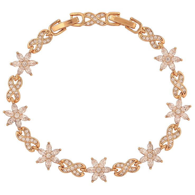 Браслет Xuping цвет Позолота 18K "Кристальные цветочки с знаками бесконечности" длинна с доп. замком 17,19см х 5-9мм фото №24