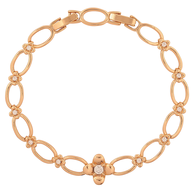 Браслет Xuping цвет Позолота 18K "Узор с цветочком и кристаллами" длинна с доп. замком 17.5,19.5см х 5-12мм фото №23