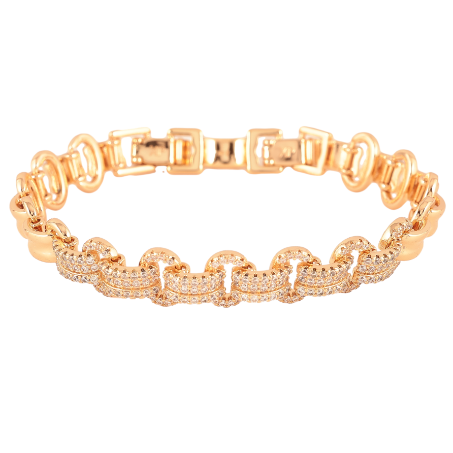 Браслет Xuping колір Позолота 18К "Інкрустація кристалами" розмір з дод. замком 16.5,18.5см х 5-10мм фото №1