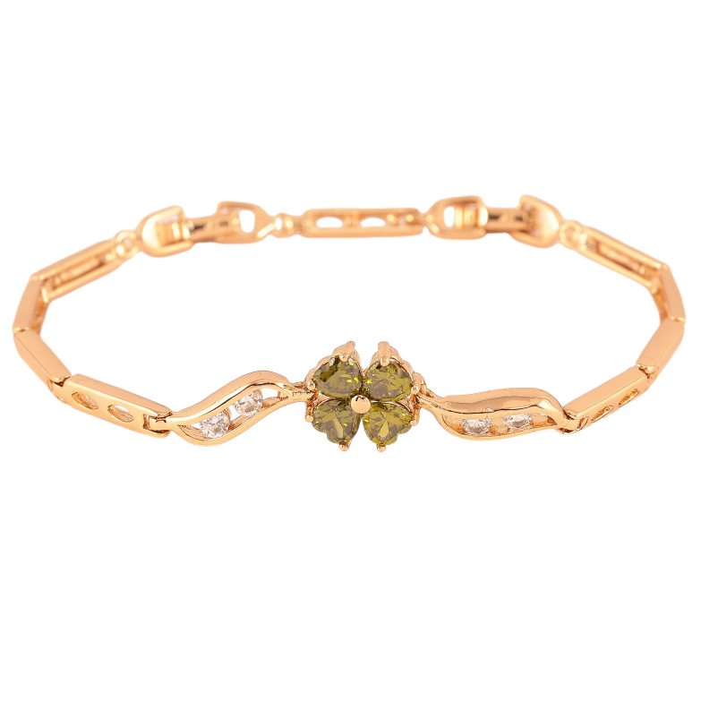 Браслет Xuping цвет Позолота 18К "Оливковый кристальный цветочек" размер с доп. замком 17,20.5см х 3-11мм фото №1