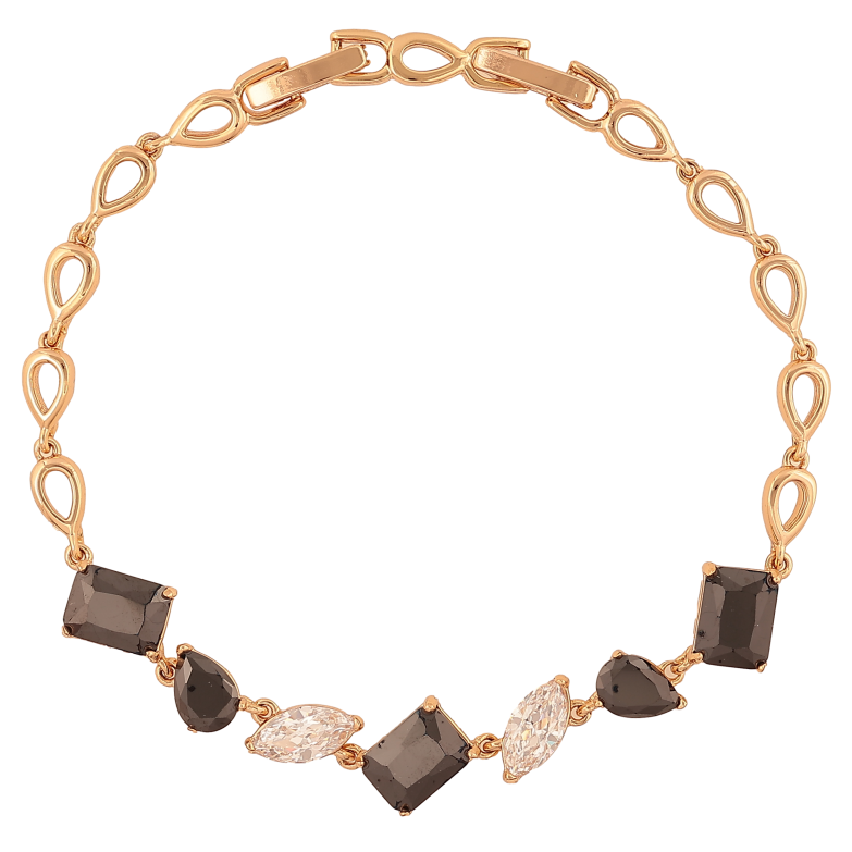 Браслет Xuping цвет Позолота 18K "Узор с черно-белыми кристаллами" размер с доп. замком 17, 19см х 4-9мм фото №1