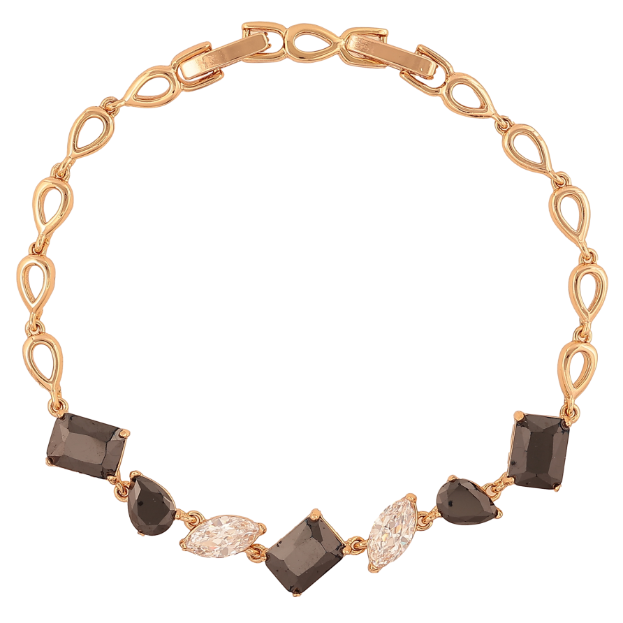 Браслет Xuping цвет Позолота 18K "Узор с черно-белыми кристаллами" размер с доп. замком 17, 19см х 4-9мм фото №1