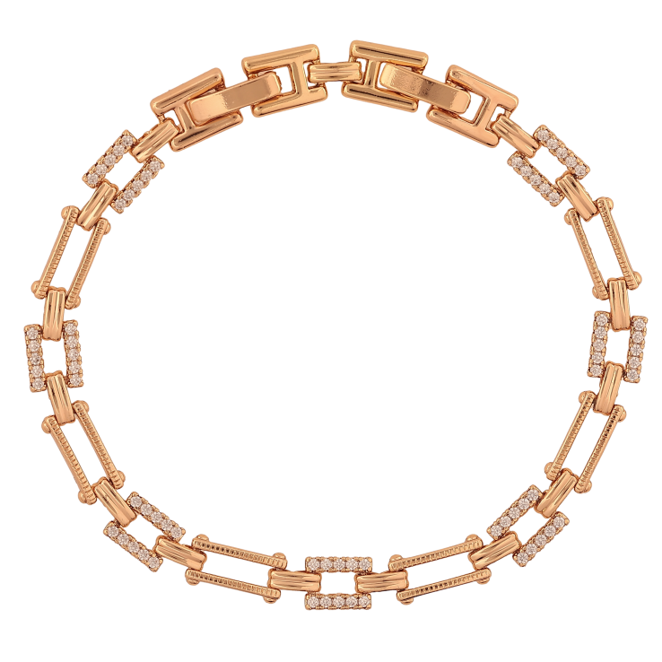 Браслет Xuping цвет Позолота 18K "Узор с кристаллами" размер с доп. замком 17.5, 19.5см х 2-6мм фото №5