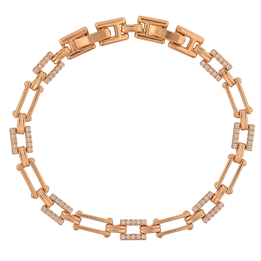 Браслет Xuping цвет Позолота 18K "Узор с кристаллами" размер с доп. замком 17.5, 19.5см х 2-6мм фото №1