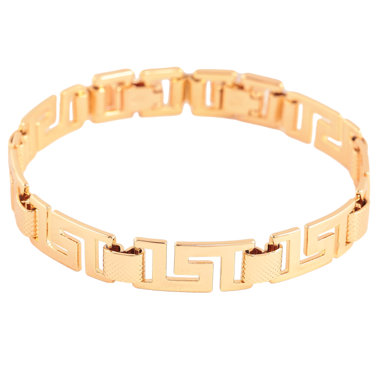 Браслет Xuping цвет Позолота 18K "Греческий узор" размер с доп. замком 17, 19см х 9мм фото №11