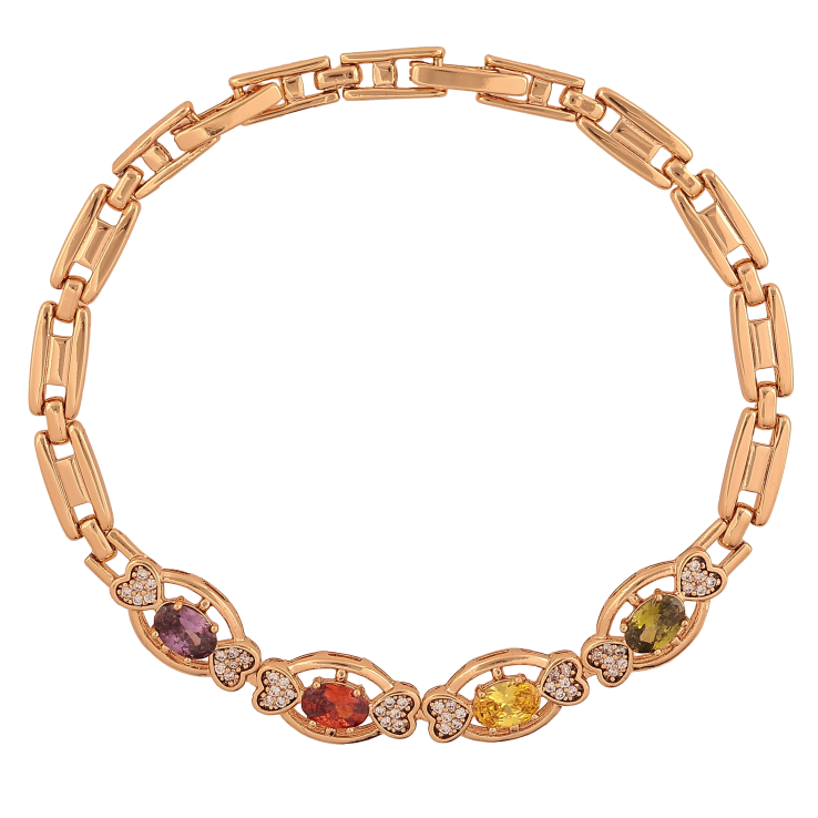 Браслет Xuping цвет Позолота 18K "Узор с цветными кристаллами" размер с доп. замком 17,19см х 5-7мм фото №10