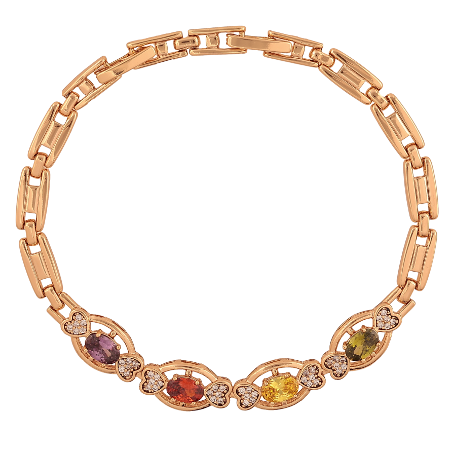 Браслет Xuping цвет Позолота 18K "Узор с цветными кристаллами" размер с доп. замком 17,19см х 5-7мм фото №1