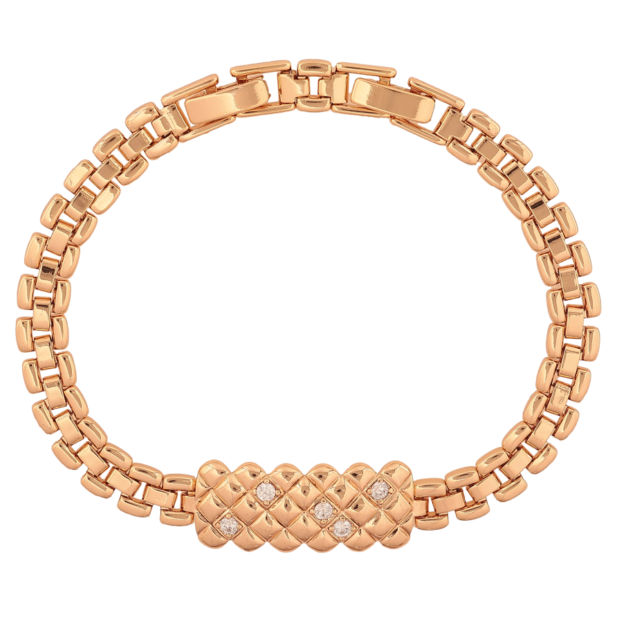 Браслет Xuping цвет Позолота 18K "Узор с кристаллами" размер с доп. замком 17.5,19.5см х 7-11мм фото №1