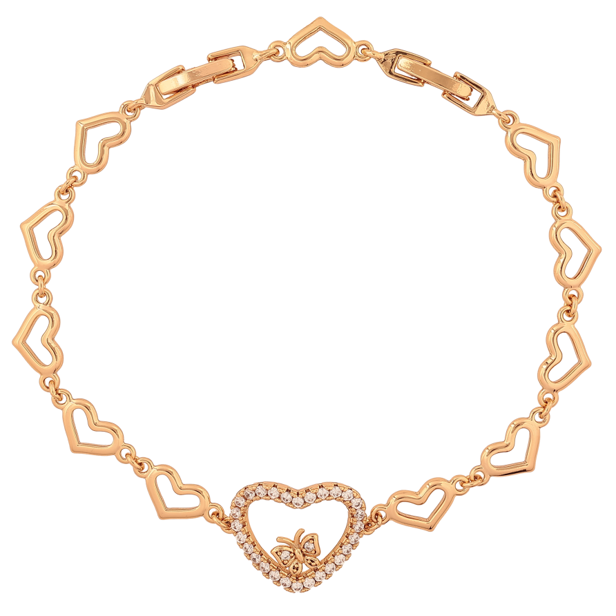 Браслет Xuping колір Позолота 18К "Сердечки з кристалами" розмір з дод. замком 18,21см х 7-15мм фото №1