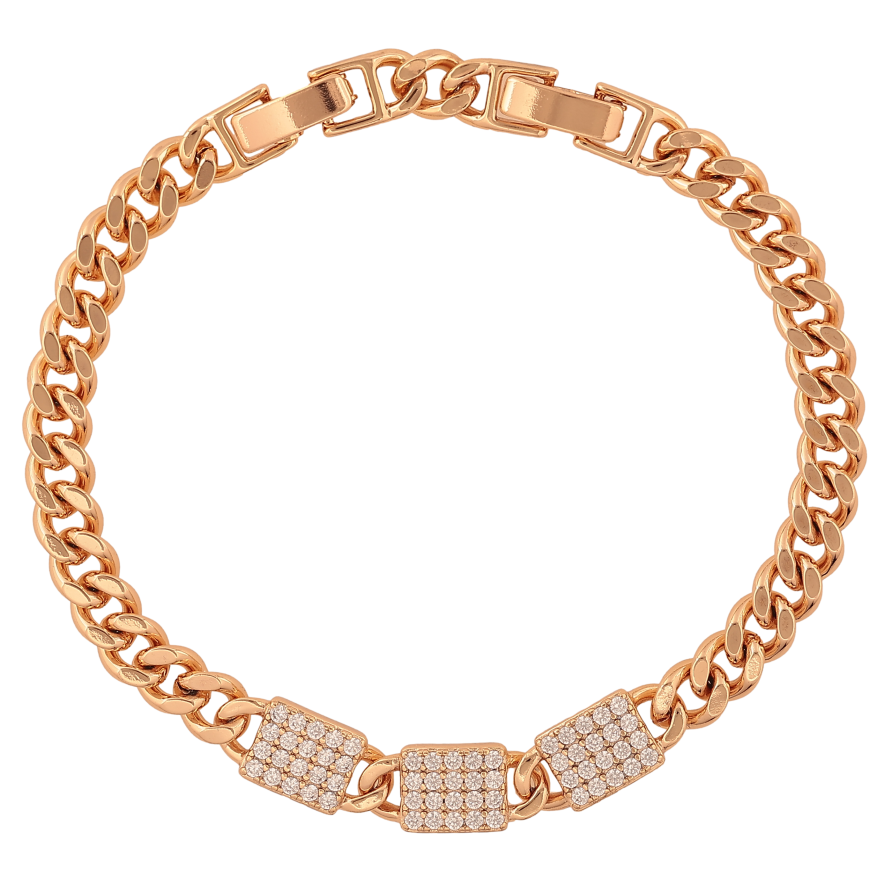 Браслет Xuping цвет Позолота 18K "Цепочка с кристальными вставками" размер с доп. замком 17.5,19.5см х 6-7мм фото №1 Браслет Xuping цвет Позолота 18K "Цепочка с кристальными вставками" размер с доп. замком 17.5,19.5см х 6-7мм фото №1