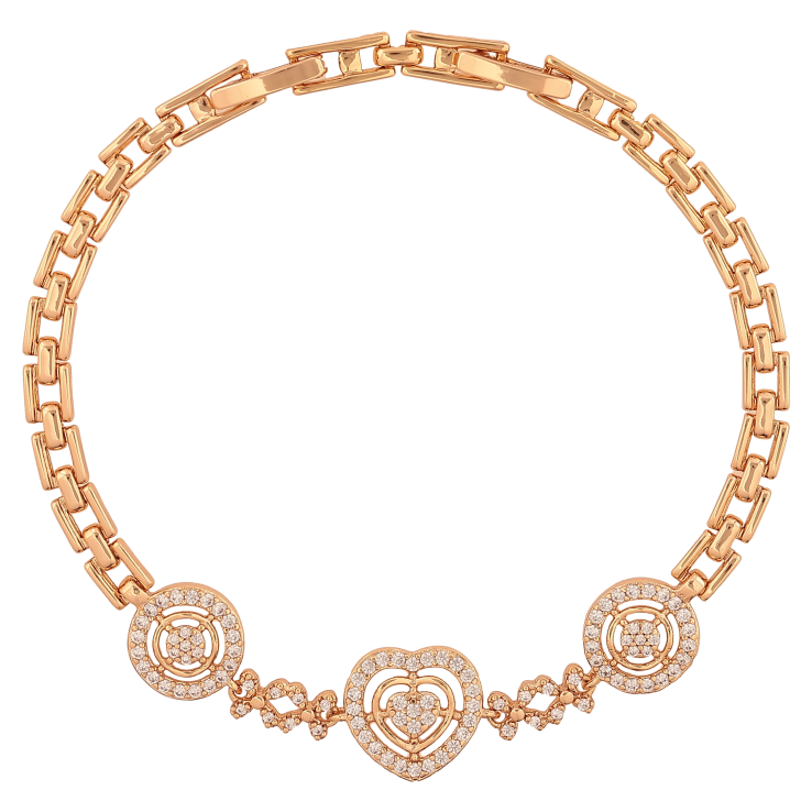 Браслет Xuping цвет Позолота 18K "Узор с кристаллами" размер с доп. замком 17.5,19.5см х 4-12мм фото №4