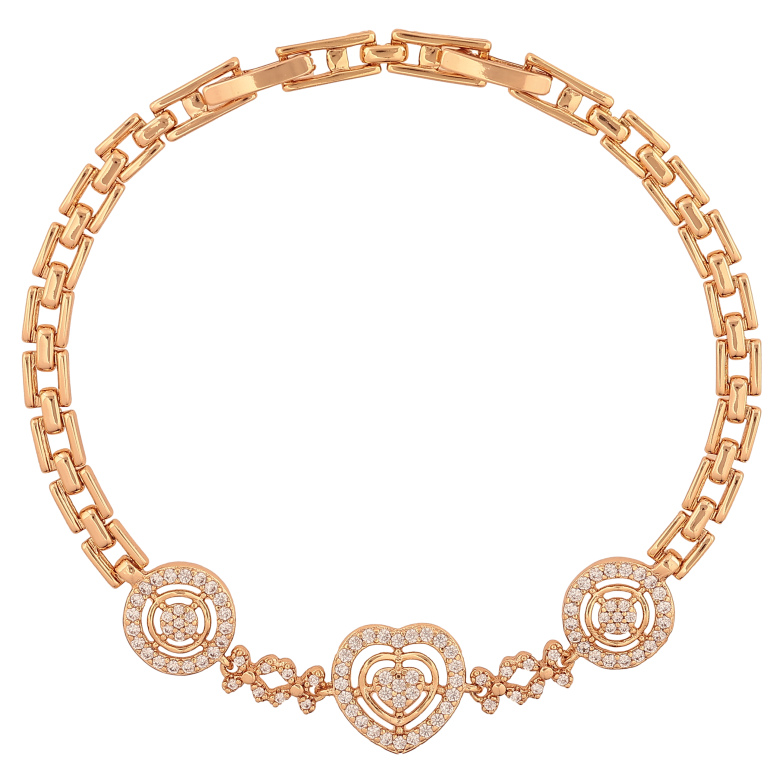 Браслет Xuping цвет Позолота 18K "Узор с кристаллами" размер с доп. замком 17.5,19.5см х 4-12мм фото №1