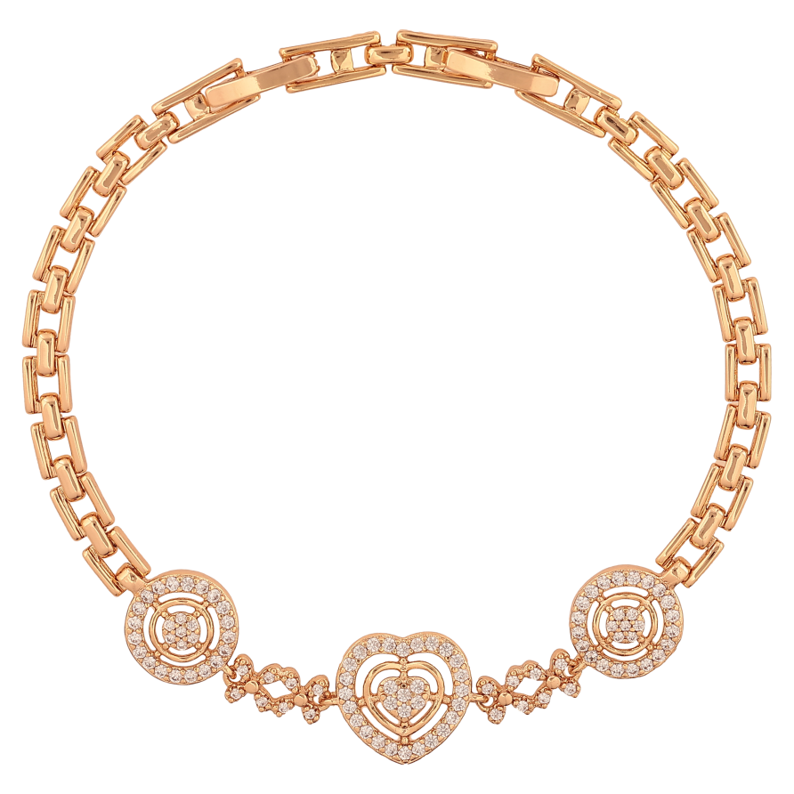 Браслет Xuping цвет Позолота 18K "Узор с кристаллами" размер с доп. замком 17.5,19.5см х 4-12мм фото №1