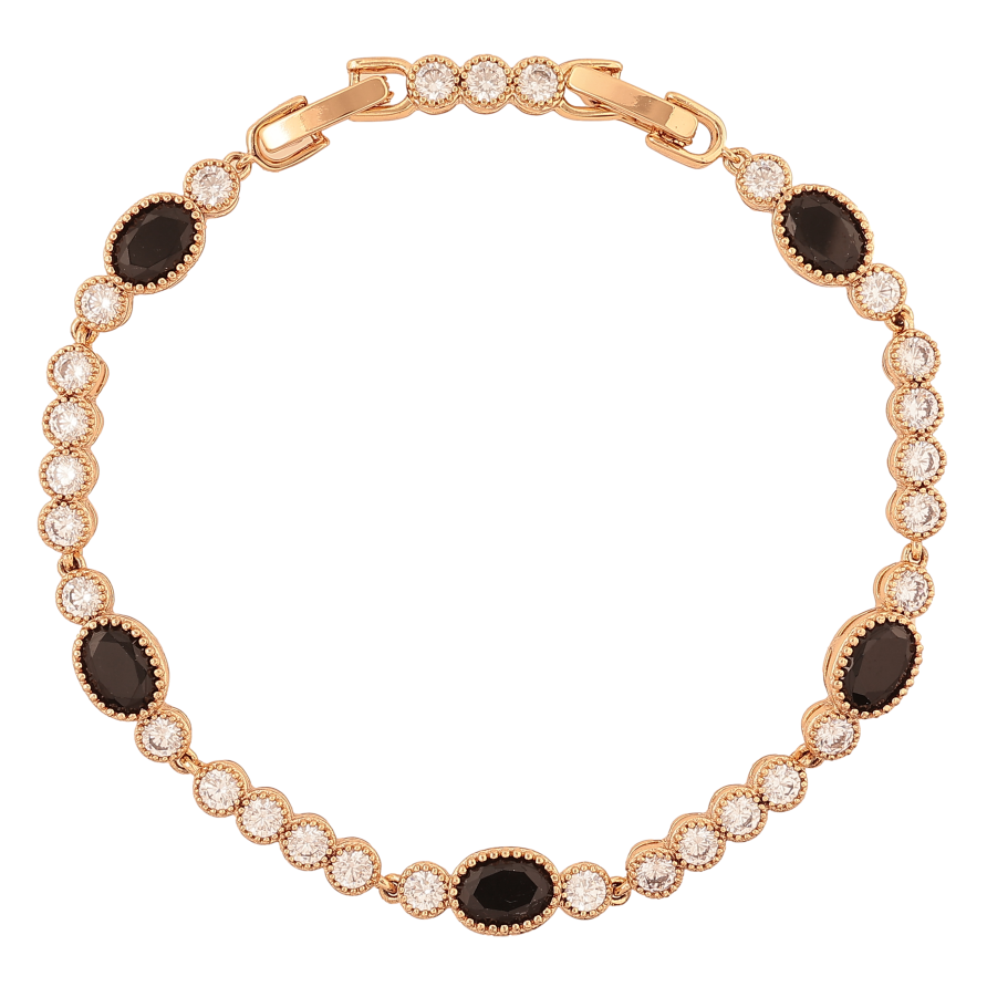 Браслет Xuping цвет Позолота 18K "Дорожка черно-белых кристаллов" размер с доп. замком 17.5,19.5см х 4-6мм фото №1