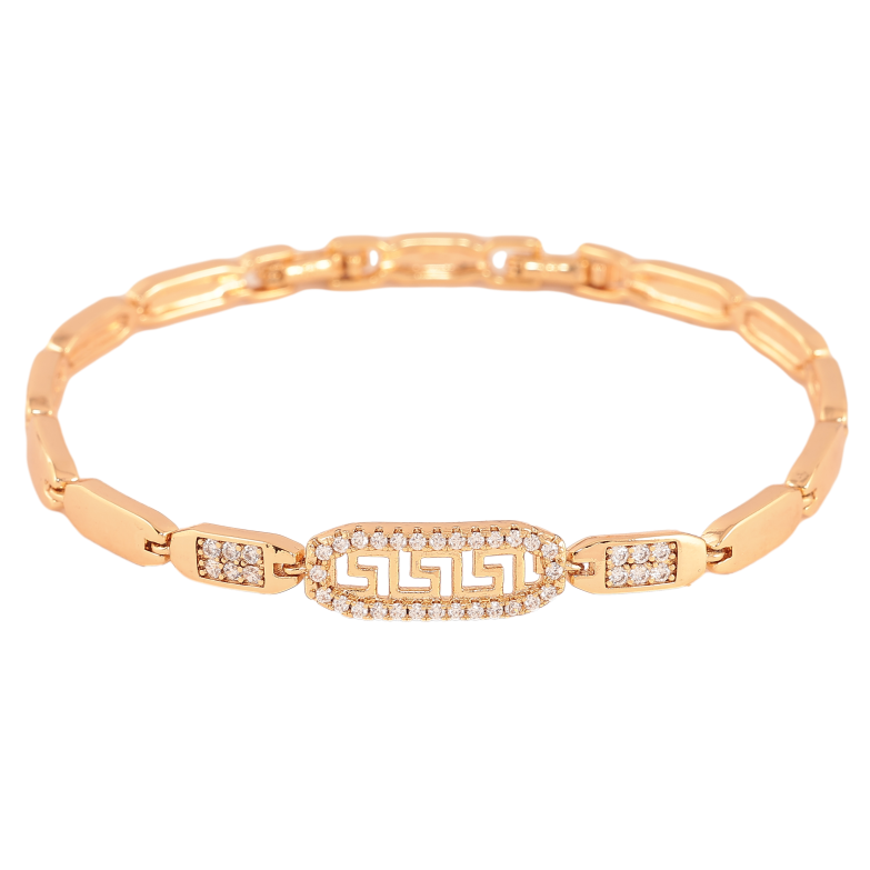 Браслет Xuping цвет Позолота 18K "Узор с кристаллами" размер с доп. замком 17,19см х 4-7мм фото №1