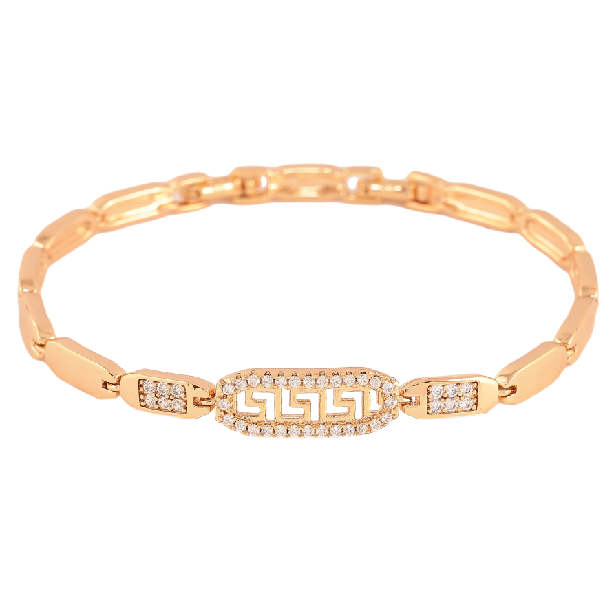 Браслет Xuping цвет Позолота 18K "Узор с кристаллами" размер с доп. замком 17,19см х 4-7мм фото №1