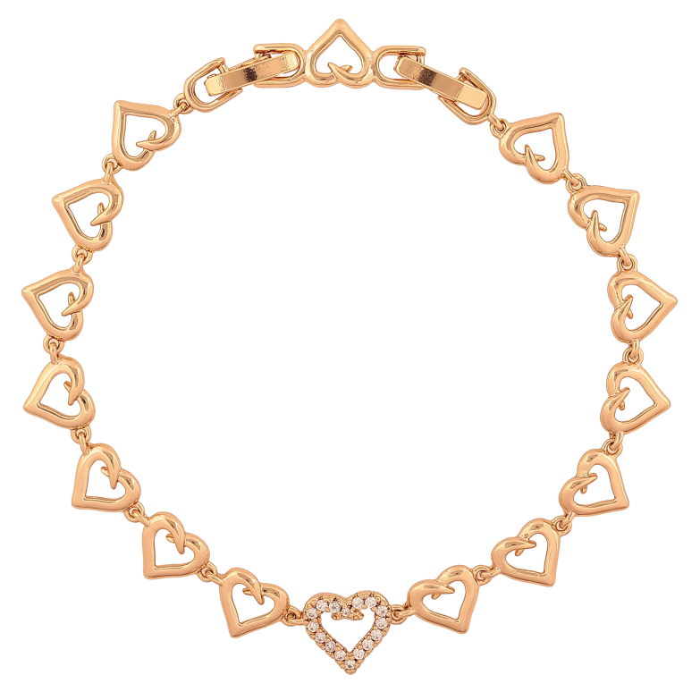 Браслет Xuping колір Позолота 18K "Візерунок сердечка з кристалами" розмір з дод. замком 17,19см х 7-9мм фото №1
