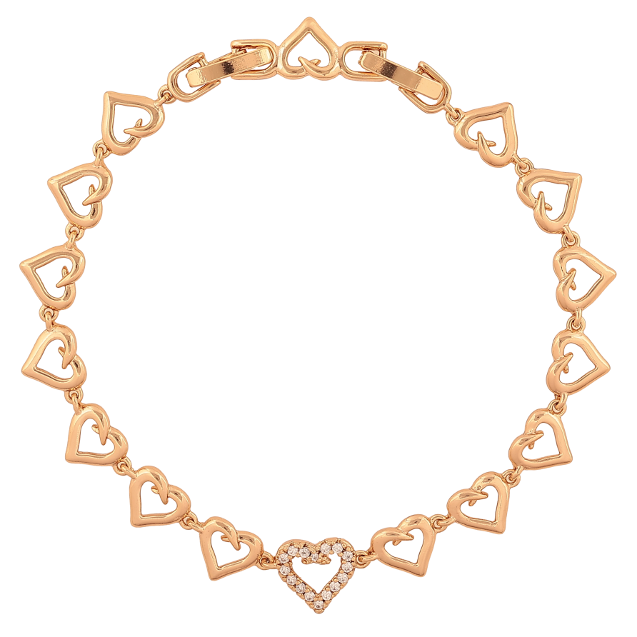Браслет Xuping колір Позолота 18K "Візерунок сердечка з кристалами" розмір з дод. замком 17,19см х 7-9мм фото №1