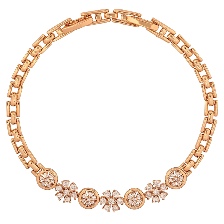 Браслет Xuping цвет Позолота 18K "Узор с кристаллами" размер с доп. замком 17.5,19.5см х 4-7мм фото №1