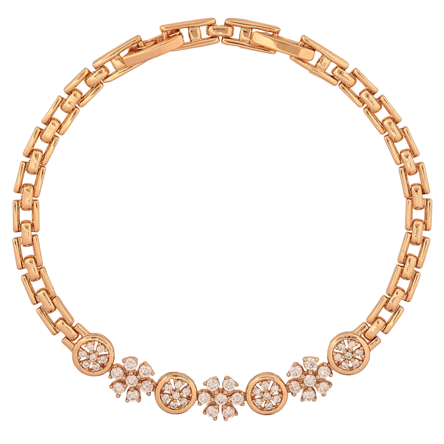 Браслет Xuping цвет Позолота 18K "Узор с кристаллами" размер с доп. замком 17.5,19.5см х 4-7мм фото №1