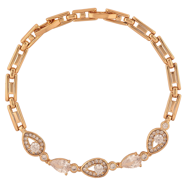 Браслет Xuping цвет Позолота 18K "Узор с кристаллами" размер с доп. замком 17,19см х 3-7мм фото №1