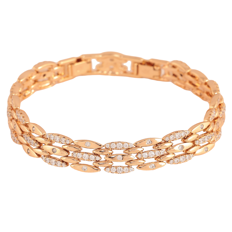 Браслет Xuping цвет Позолота 18K "Узор с кристаллами" размер с доп. замком 17.5,19.5см х 9мм фото №1