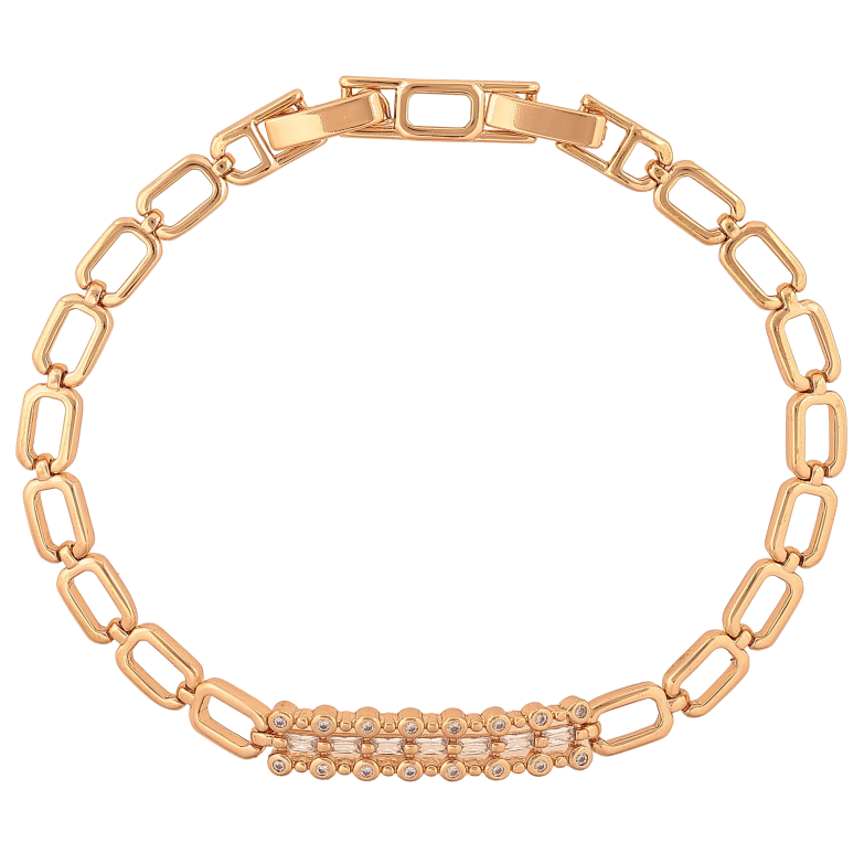 Браслет Xuping цвет Позолота 18K "Узор с кристаллами" размер с доп. замком 17.5,19.5см х 5-6мм фото №1