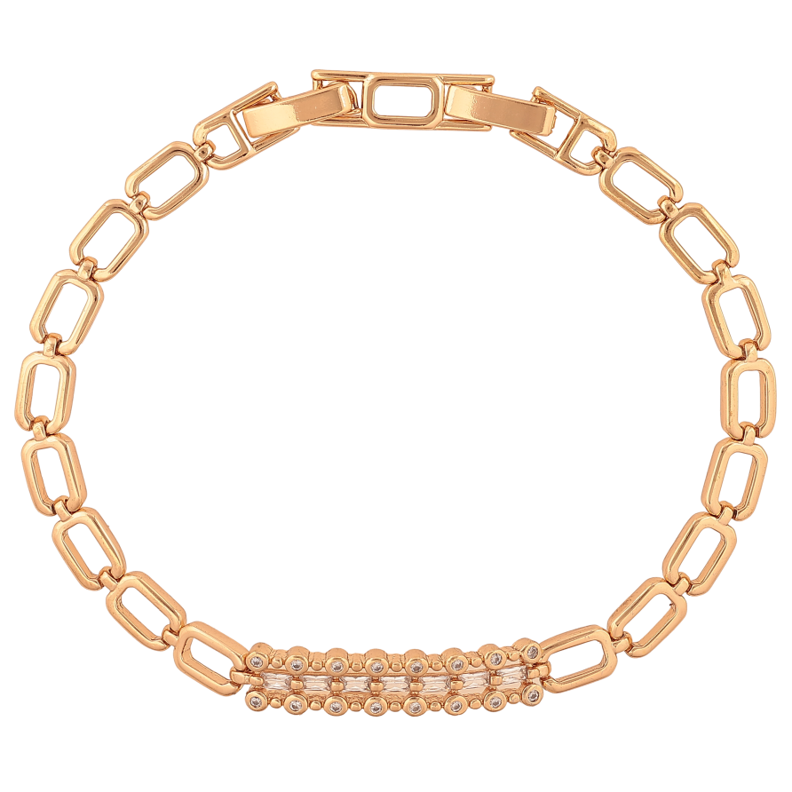 Браслет Xuping цвет Позолота 18K "Узор с кристаллами" размер с доп. замком 17.5,19.5см х 5-6мм фото №1