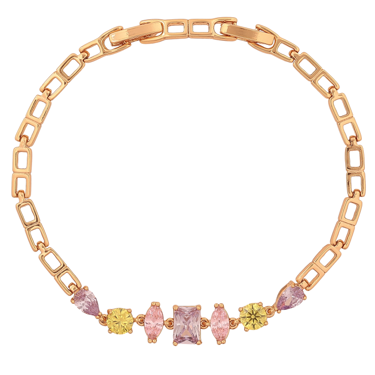 Браслет Xuping цвет Позолота 18K "Узор с разноцветными кристаллами" длинна с доп. замком 17.5,19.5см х 4-7мм фото №24