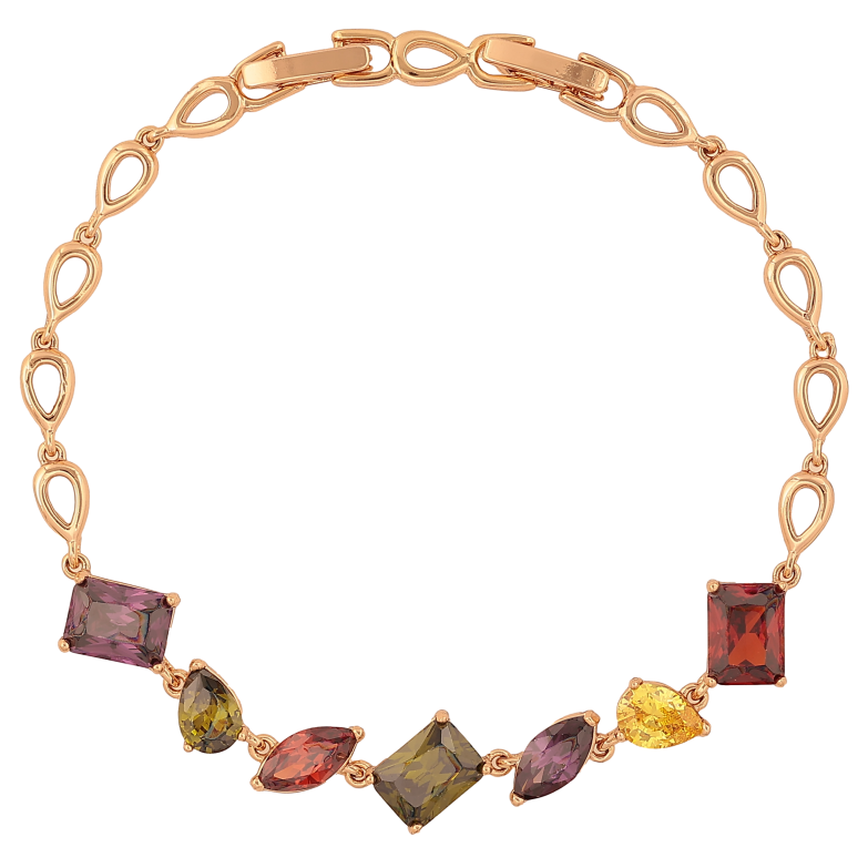 Браслет Xuping цвет Позолота 18K "Узор с разноцветными кристаллами" размер с доп. замком 17, 19см х 4-9мм фото №1