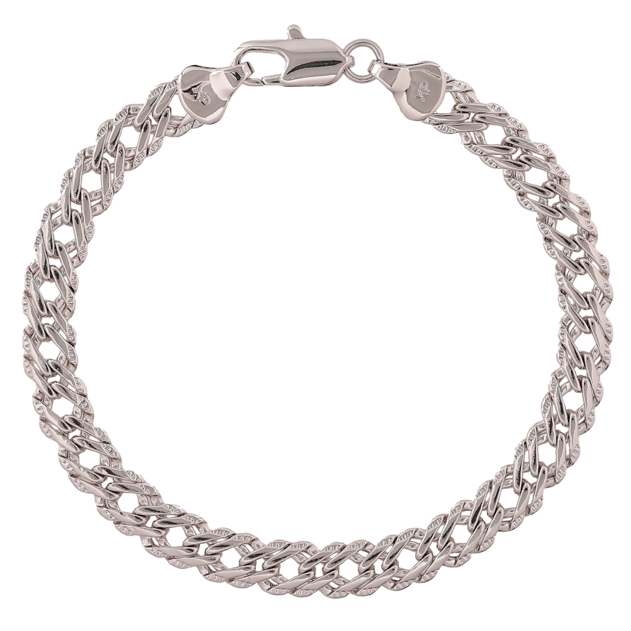 Браслет Xuping колір Родій "Ланцюжок Подвійний Ромб" довжина 19см х 7мм фото №1 Браслет Xuping колір Родій "Ланцюжок Подвійний Ромб" довжина 19см х 7мм фото №1