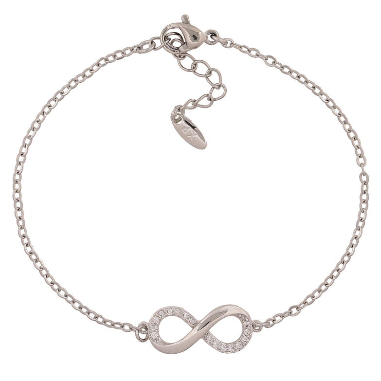 Браслет Xuping цвет Родий "Цепочка с вставкой знак бесконечности" длина с доп. цепочкой 18-21см х 2-8мм фото №1