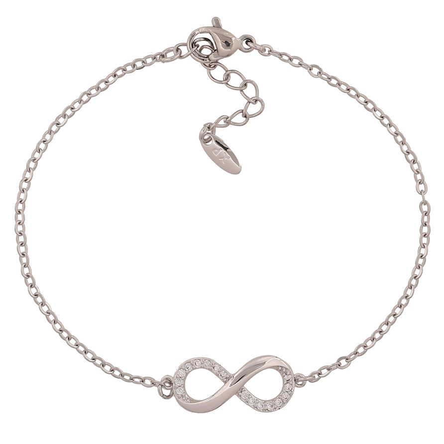 Браслет Xuping колір Родій "Ланцюжок із вставкою знак нескінченності" довжина з дод. ланцюжком 18-21см х 2-8мм фото №1