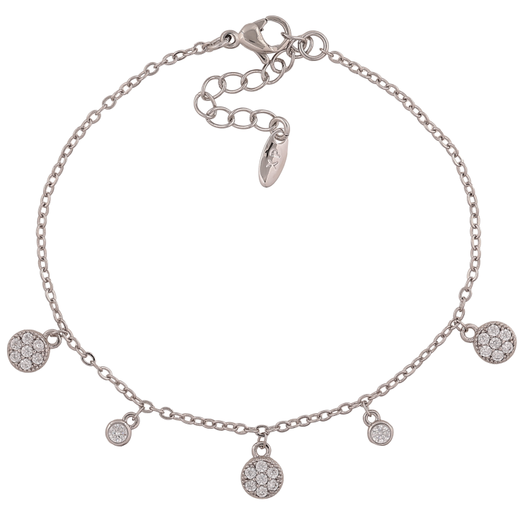 Браслет Xuping цвет Родий "Цепочка с кристальными подвесками" длина с доп. цепочкой 17-20.5см х 1.5мм фото №19