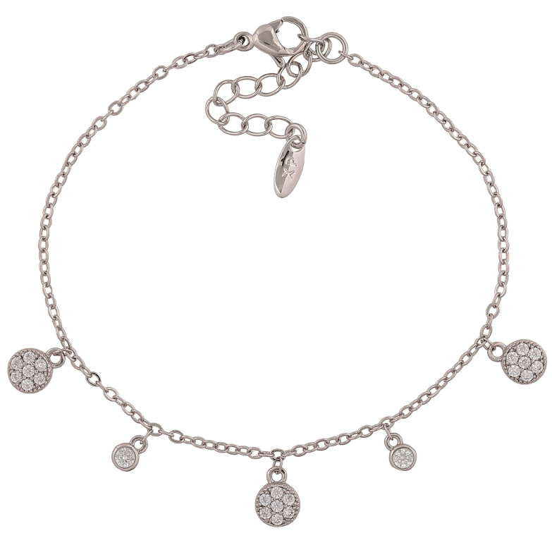 Браслет Xuping колір Родій "Ланцюжок з кристальними підвісками" довжина з дод. ланцюжком 17-20.5см х 1.5мм фото №1