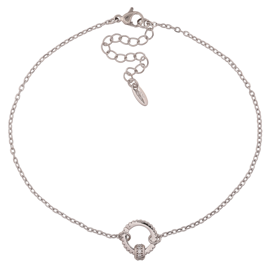 Браслет Xuping цвет Родий на ногу "Цепочка с круглой вставкой" длина с доп. цепочкой 23-28см х 1.5-12мм фото №1 Браслет Xuping цвет Родий на ногу "Цепочка с круглой вставкой" длина с доп. цепочкой 23-28см х 1.5-12мм фото №1