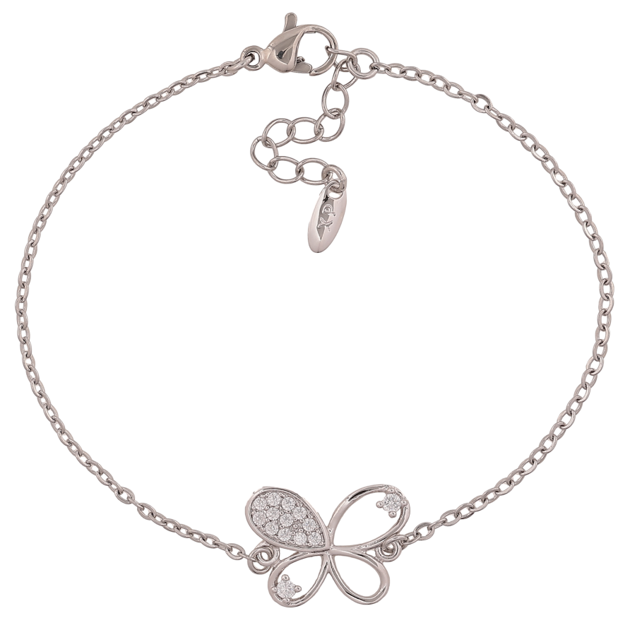 Браслет Xuping цвет Родий "Цепочка с вставкой бабочка" длина с доп. цепочкой 18-21см х 2-13мм фото №1 Браслет Xuping цвет Родий "Цепочка с вставкой бабочка" длина с доп. цепочкой 18-21см х 2-13мм фото №1