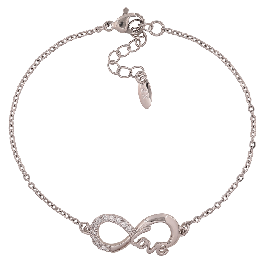 Браслет Xuping колір Родій "Ланцюжок із вставкою знак нескінченності" довжина з дод. ланцюжком 17.5-20.5см х 1.5-12мм фото №1 Браслет Xuping колір Родій "Ланцюжок із вставкою знак нескінченності" довжина з дод. ланцюжком 17.5-20.5см х 1.5-12мм фото №1