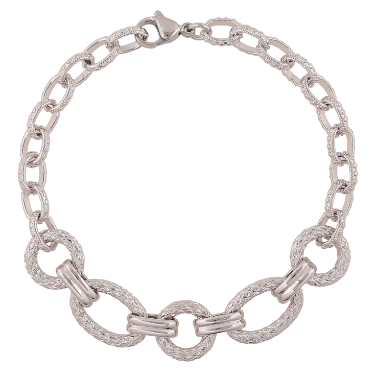 Браслет Xuping колір Родій "Ланцюжок комбінований" довжина 19.5см х 3-11мм фото №7 Браслет Xuping колір Родій "Ланцюжок комбінований" довжина 19.5см х 3-11мм фото №7